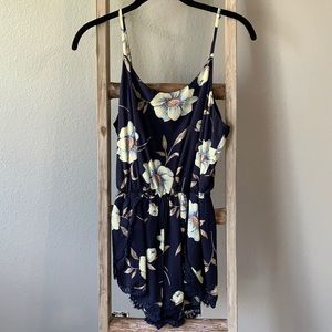 Vanilla bay dark blue floral romper size M